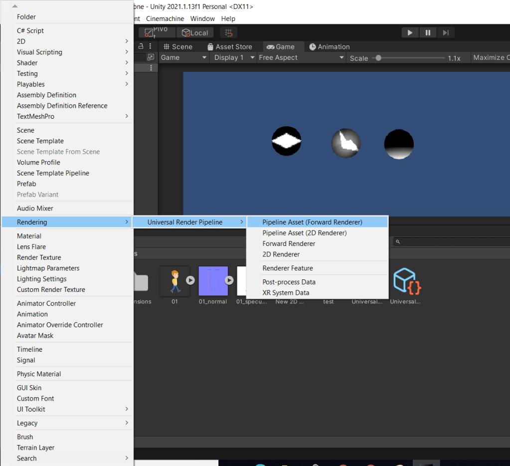 create URP asset in Unity