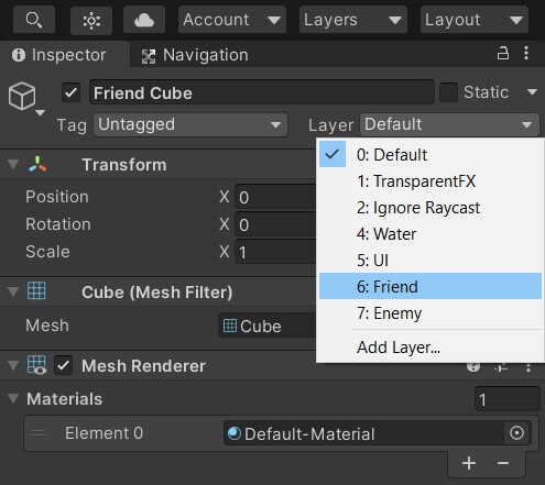 Layer setup details