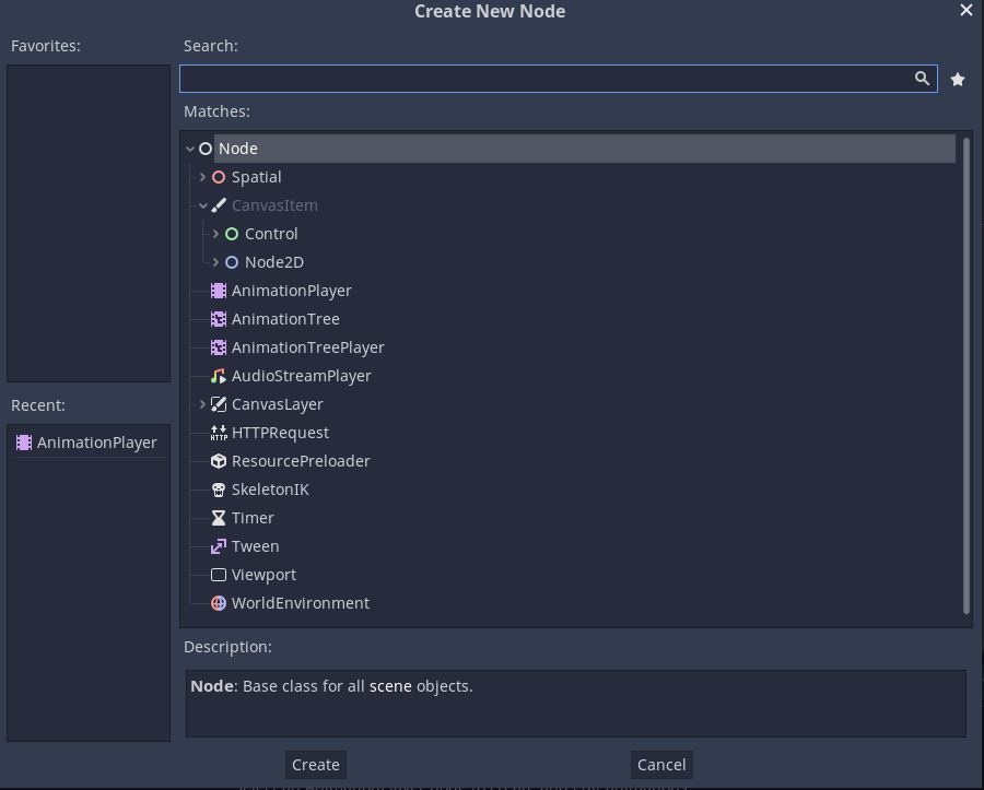 New node creation in Godot