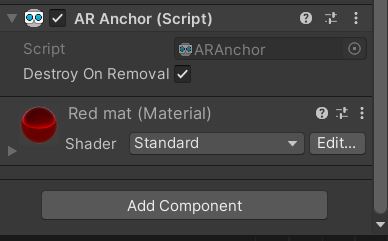 AR anchor component in the inspector window