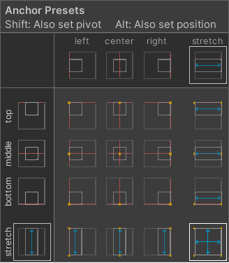 Anchor preset settings while holding down the alt key.