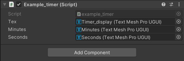Minutes and seconds UI assigned to timer script