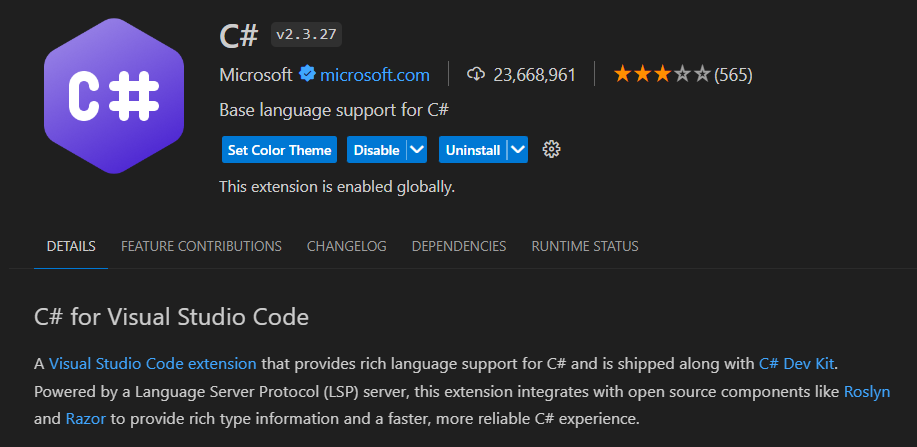 C# extension from Microsoft