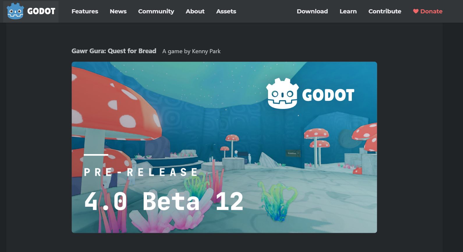 Screenshot of Godot Website