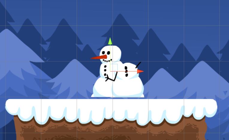 Older snowman is rendered in front by setting the order in layer.