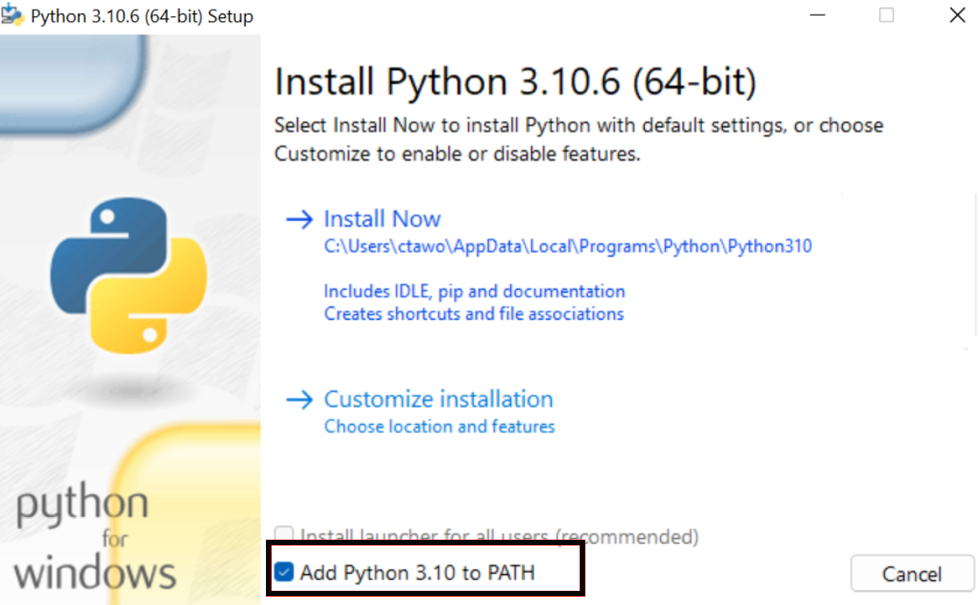 Python Installer Window
