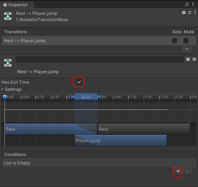 Animation transition parameters in Unity Animator