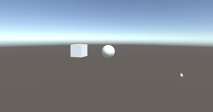 Cube rotating around a sphere along the vertical axis